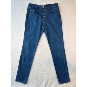 Judy Blue High Rise Button Fly Retro Skinny Jeans Size 13 100% Cotton USA Denim